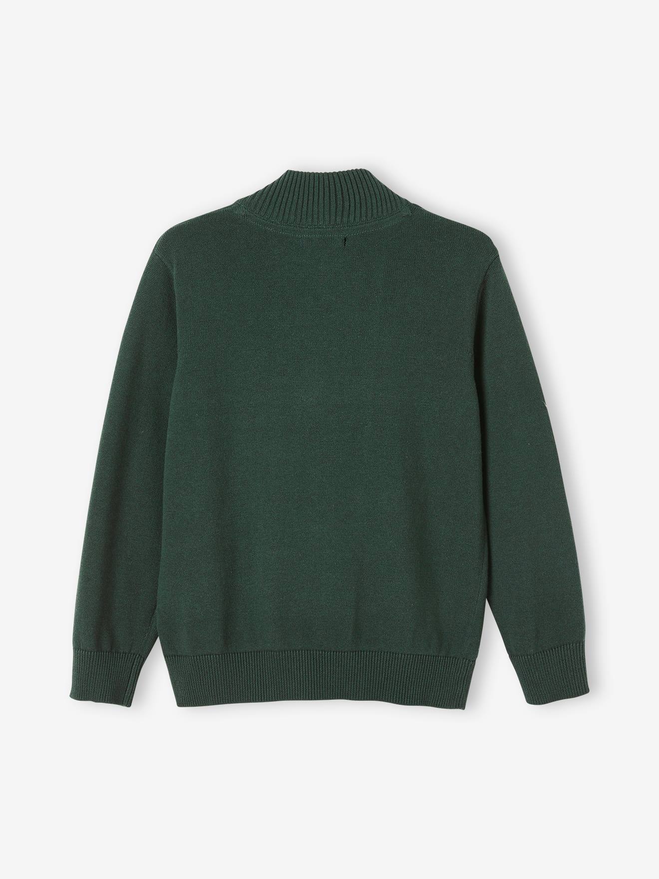 Vertbaudet Jungen Cardigan, Stehkragen, personalisierbar - tanne