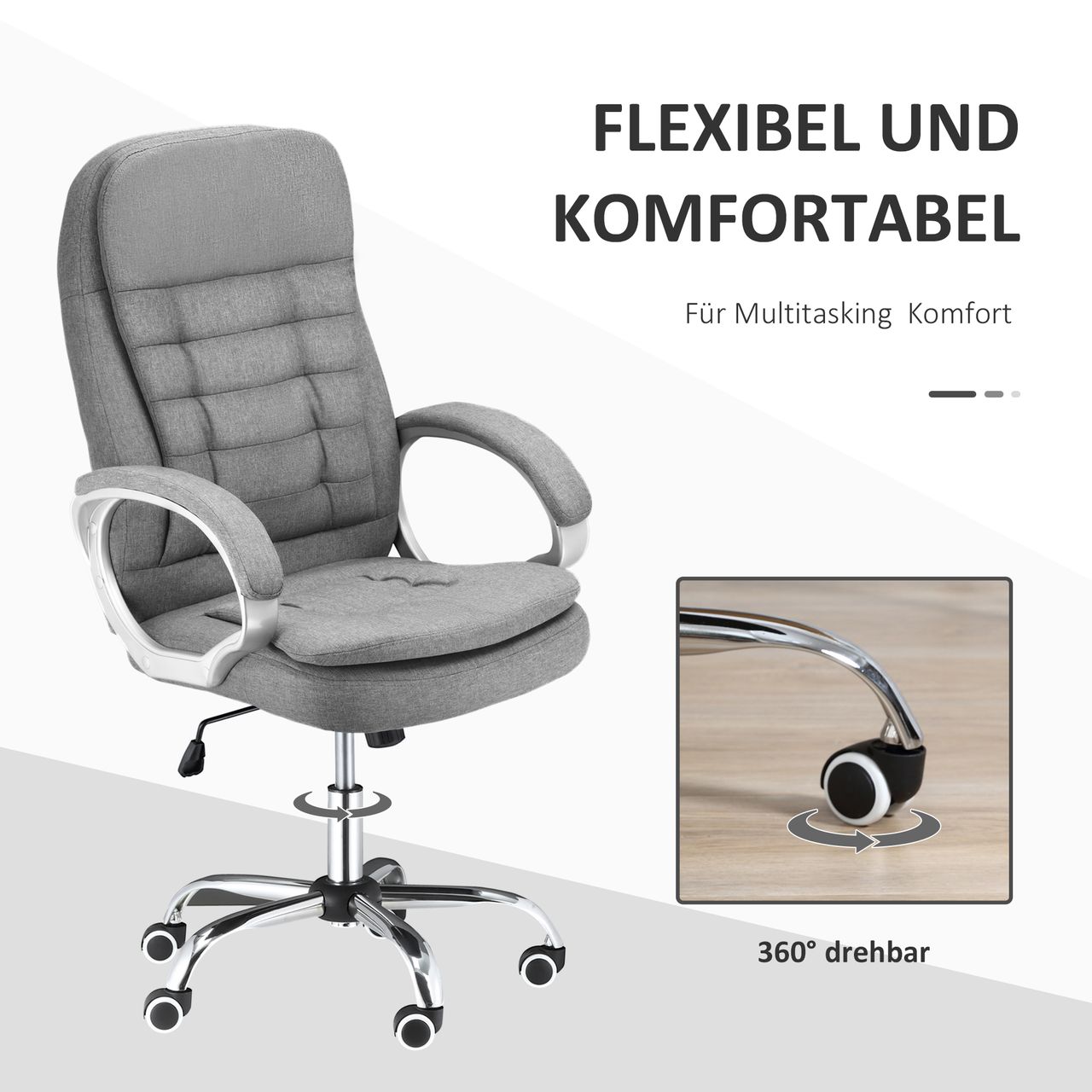 Vinsetto Bürostuhl Ergonomischer 360° Drehstuhl Wippfunktion höhenverstellbar