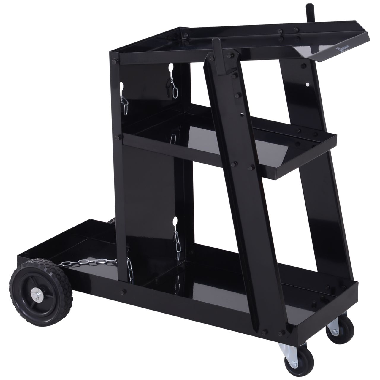 Tech Craft Schweißwagen, Gasflaschenwagen, mit Sicherheitskette, 3 Regale, schwarz