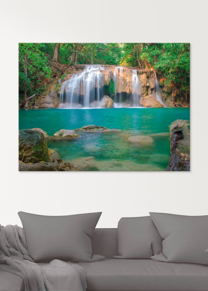 Glasbild mit Wasserfall