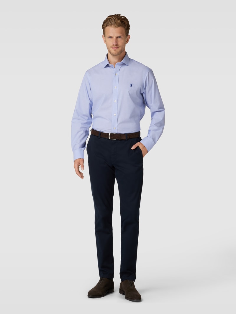 Business-Hemd mit Logo-Stitching in bleu