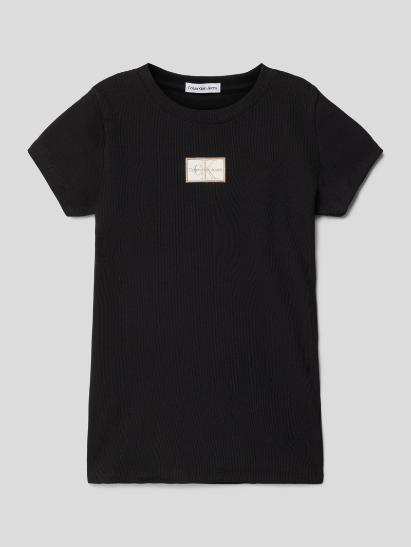 T-Shirt mit Label-Patch in black