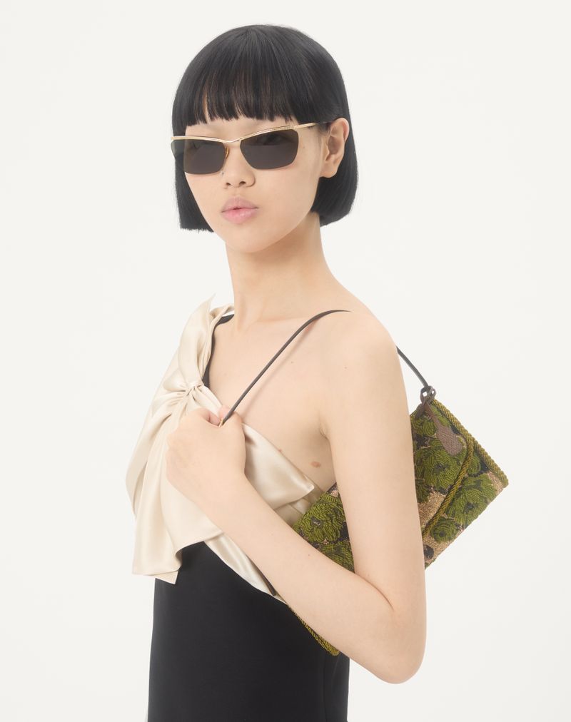 Valentino Garavani Devain lille skuldertaske i lurex jacquardstof