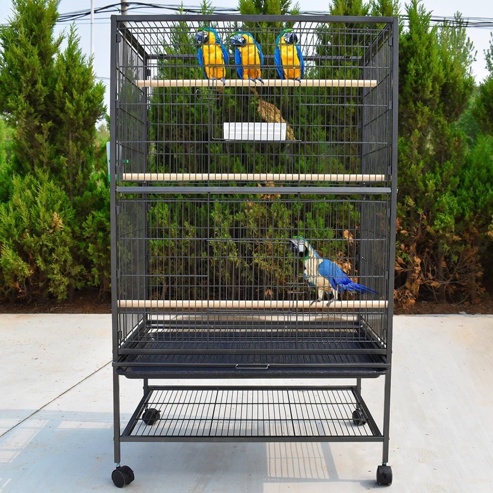 Melko Voliere Vogelvoliere Vogelkäfig Vogelhaus Tierkäfig Zimmervoliere Vogelheim, mit Sitzstangen, Futternapf, Vogeltränke und Schmutzwanneneinsatz