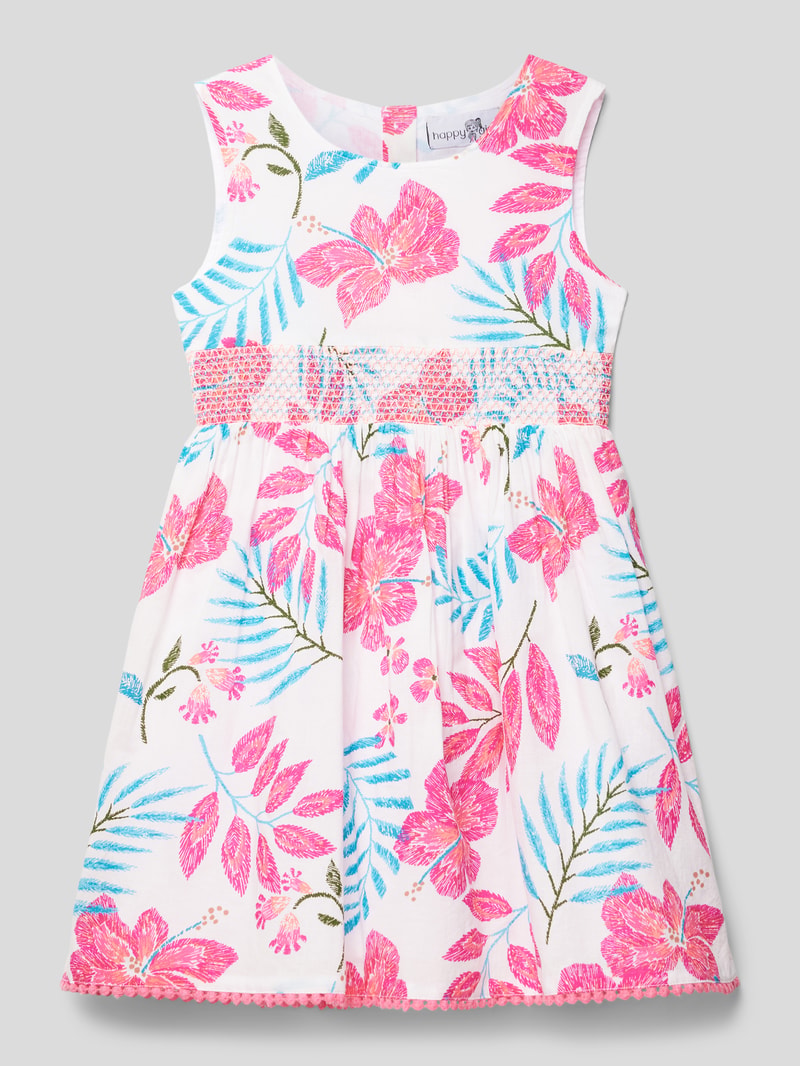Minikleid mit floralem Muster in weiß