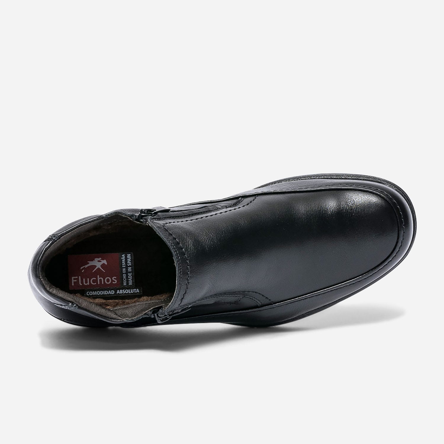 Boots FLUCHOS noir en cuir fourré avec zips