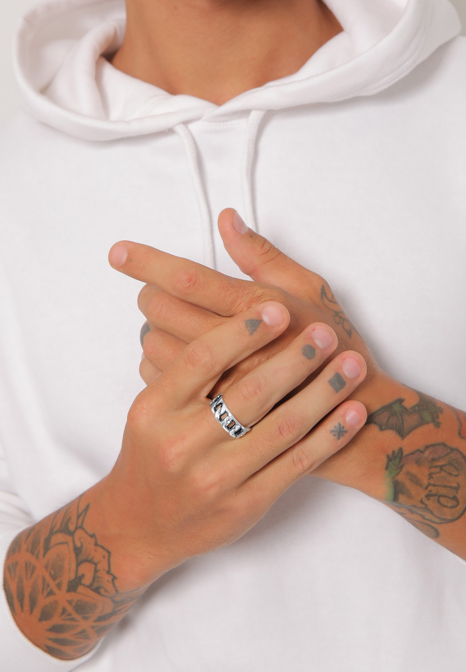KUZZOI Ring Herren Chunky Chain Look Kette Glieder 925 Silber