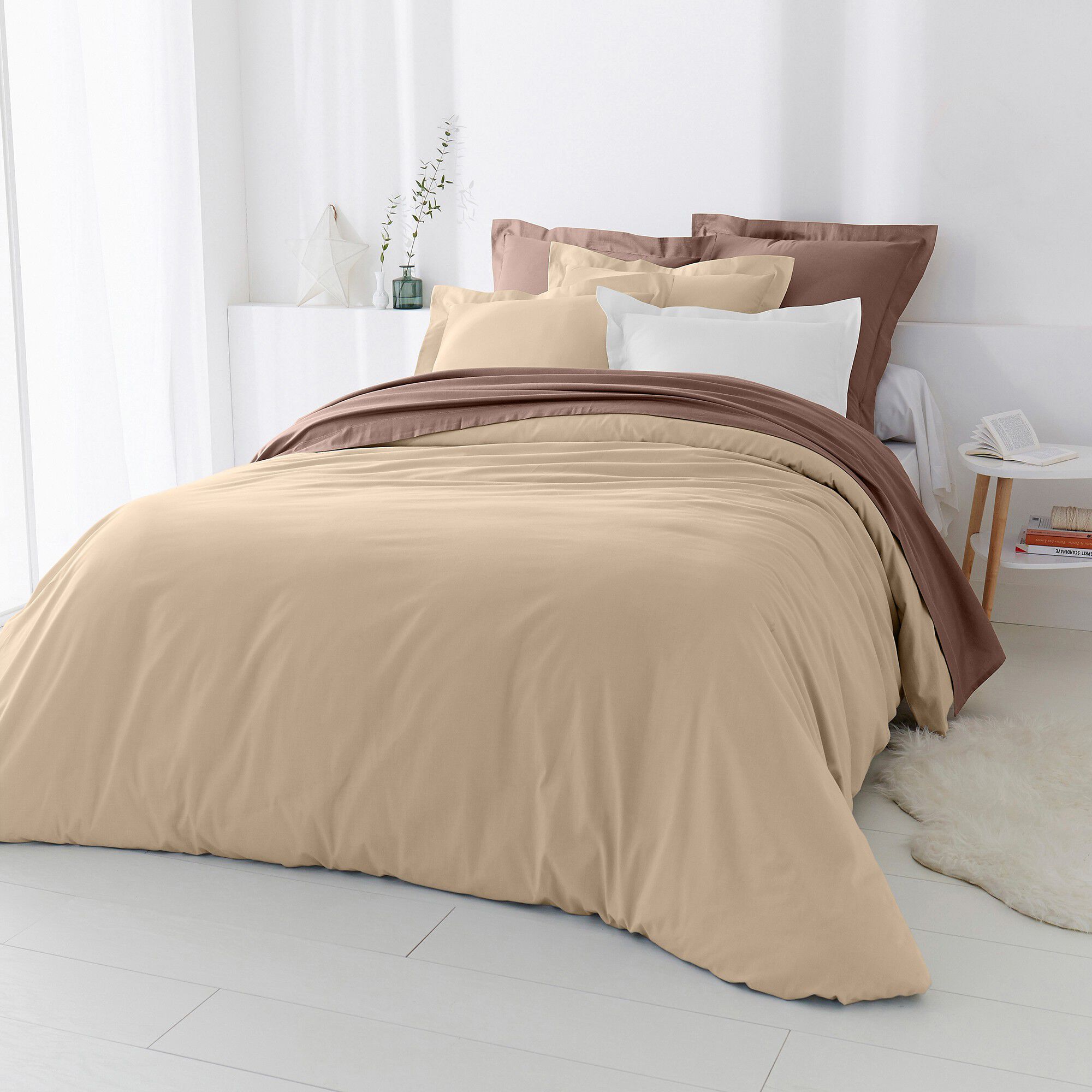 Linge de lit uni polyester-coton Colombine