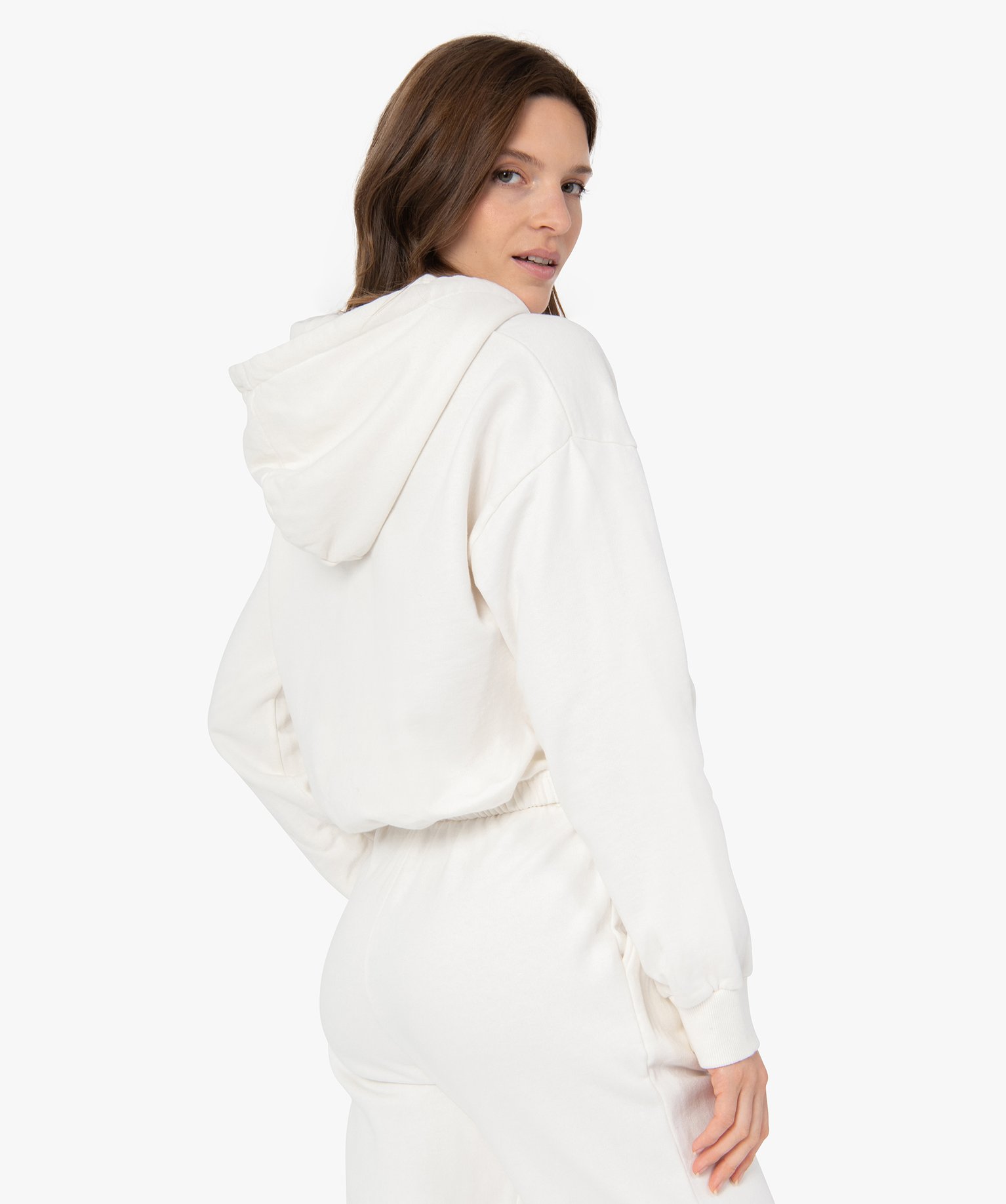 Sweat femme court à capuche – Camps United ecru | GEMO