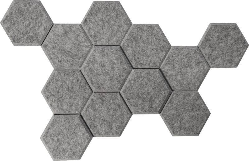 Hammerbacher Akustik-Wandelemente in Sechseckform Grau 170 mm x 160 mm x 150 mm