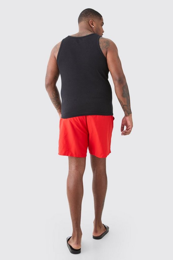 Plus mittellange Badehose mit einfarbigem Print
