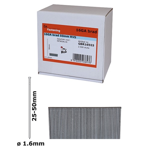 Společné upevnění GBR16382 Pozinkované závitové čepy 16ga - 38 mm