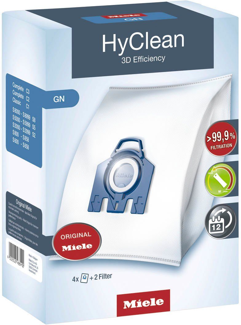 Miele Staubsaugerbeutel HyClean 3D Efficiency GN, passend für MIELE, 4er- Pack