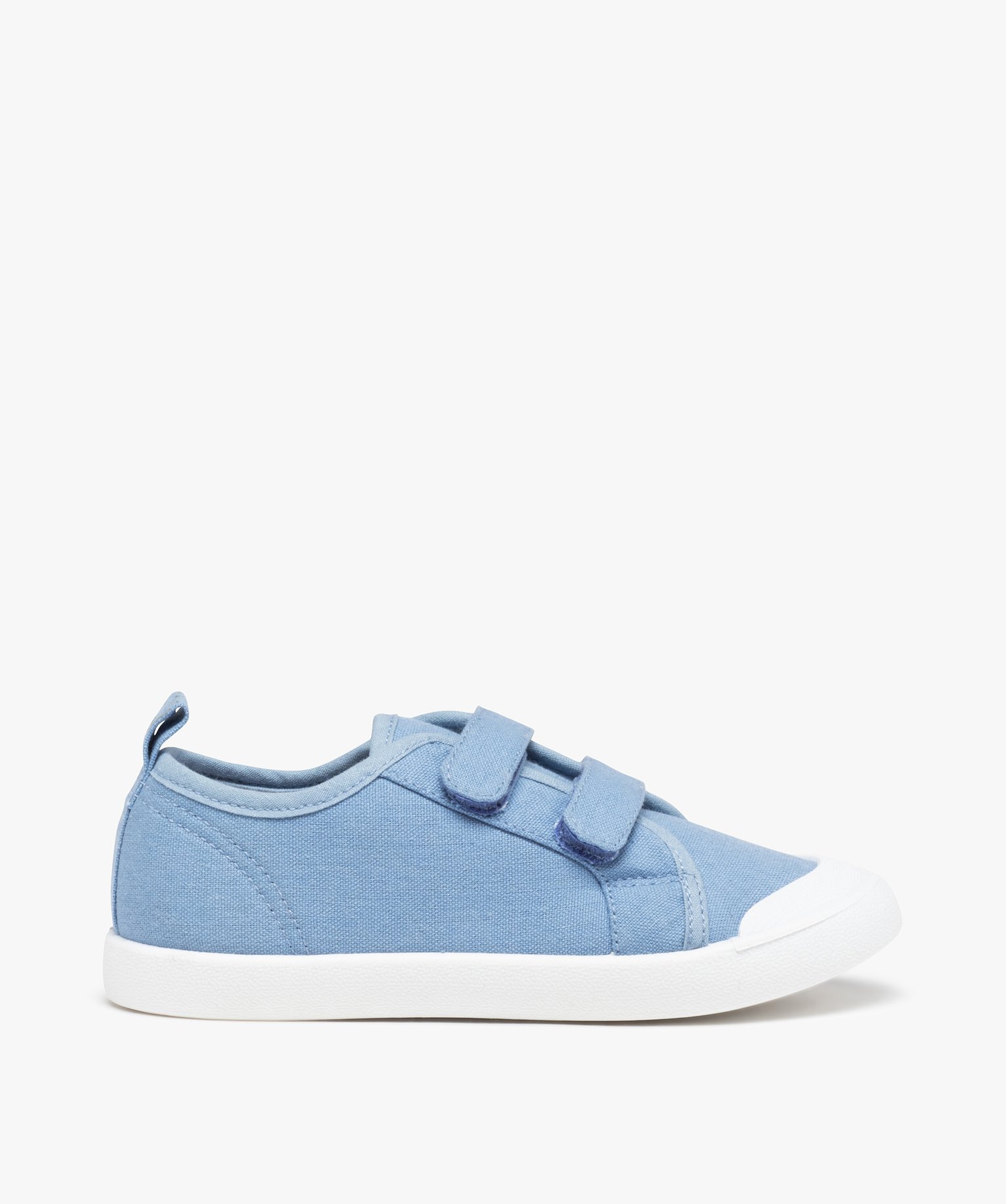 Baskets Garçon en toile unie à bout renforcé et scratchs bleu | GEMO