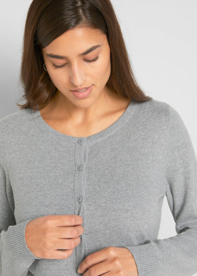 Basic Feinstrickjacke mit recycelter Baumwolle
