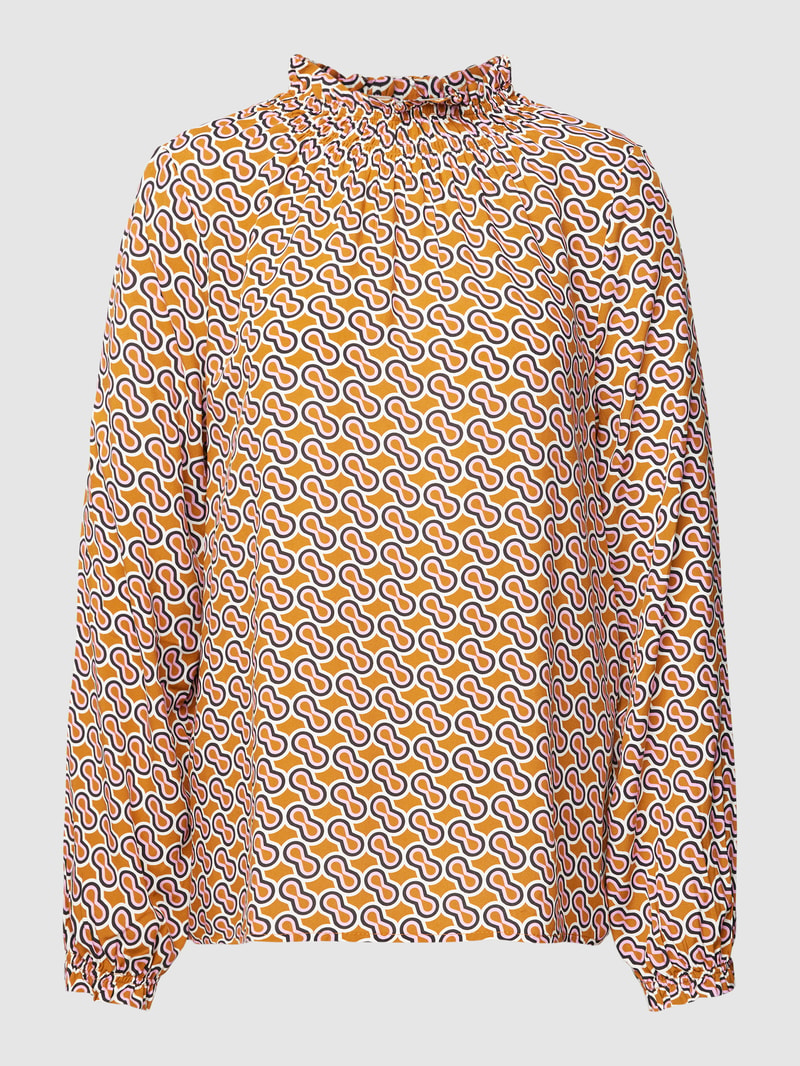 Blusenshirt mit Allover-Muster Modell 'Peanu' in cognac