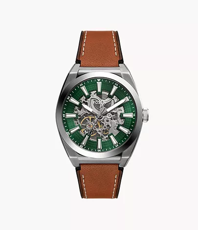Fossil Uhr Everett Automatikwerk Leder braun