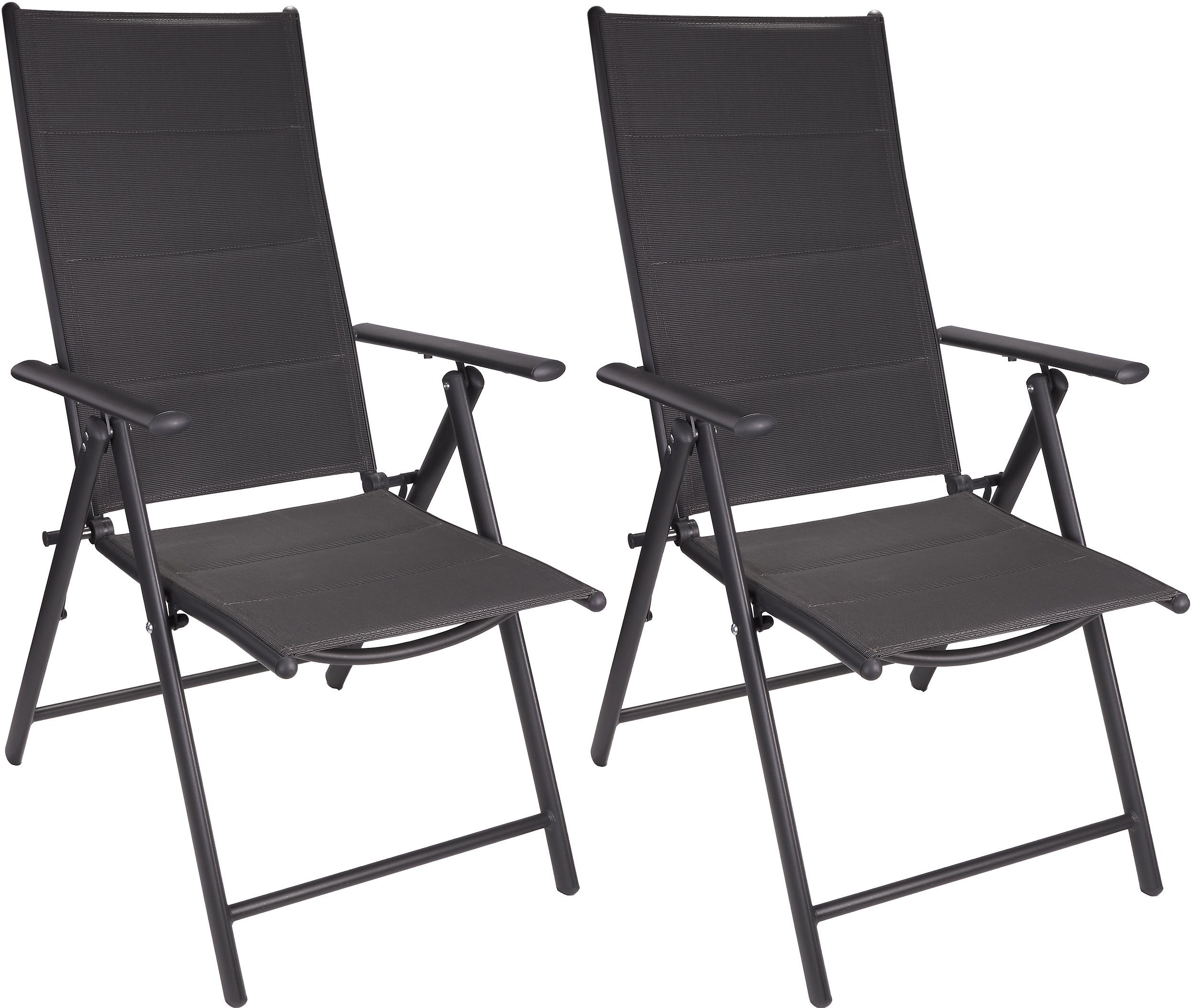BRUBAKER Gartenstuhl Riva Stuhl mit 7-Fach verstellbarer Rückenlehne (Set, 2 St), Gartenstühle - Faltstühle klappbar - wetterfeste Klappstühle für Terrasse oder Balkon