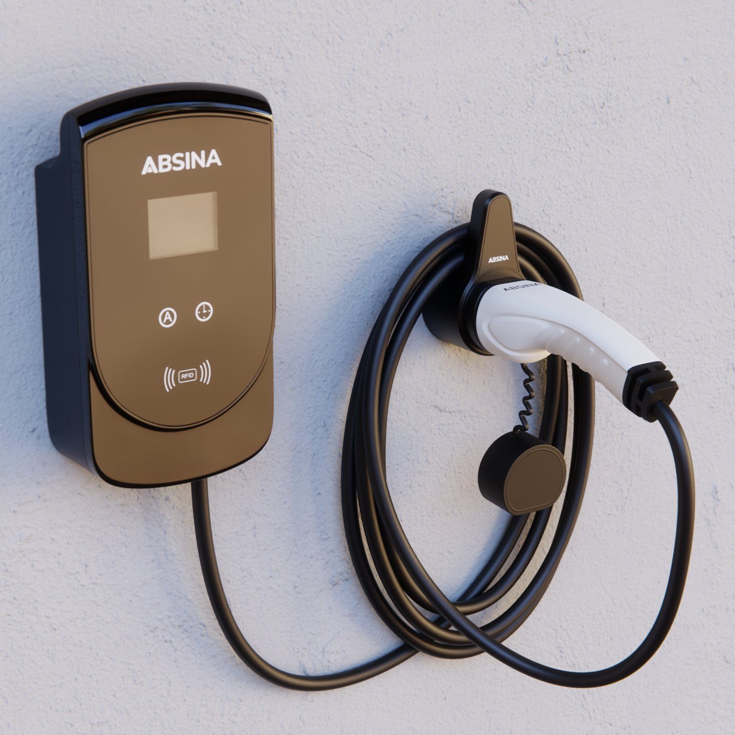ABSINA Ladekabelhalter & Steckerhalter Typ 2 - Typ 2 Wandhalterung Elektroauto-Ladestation-Halterung