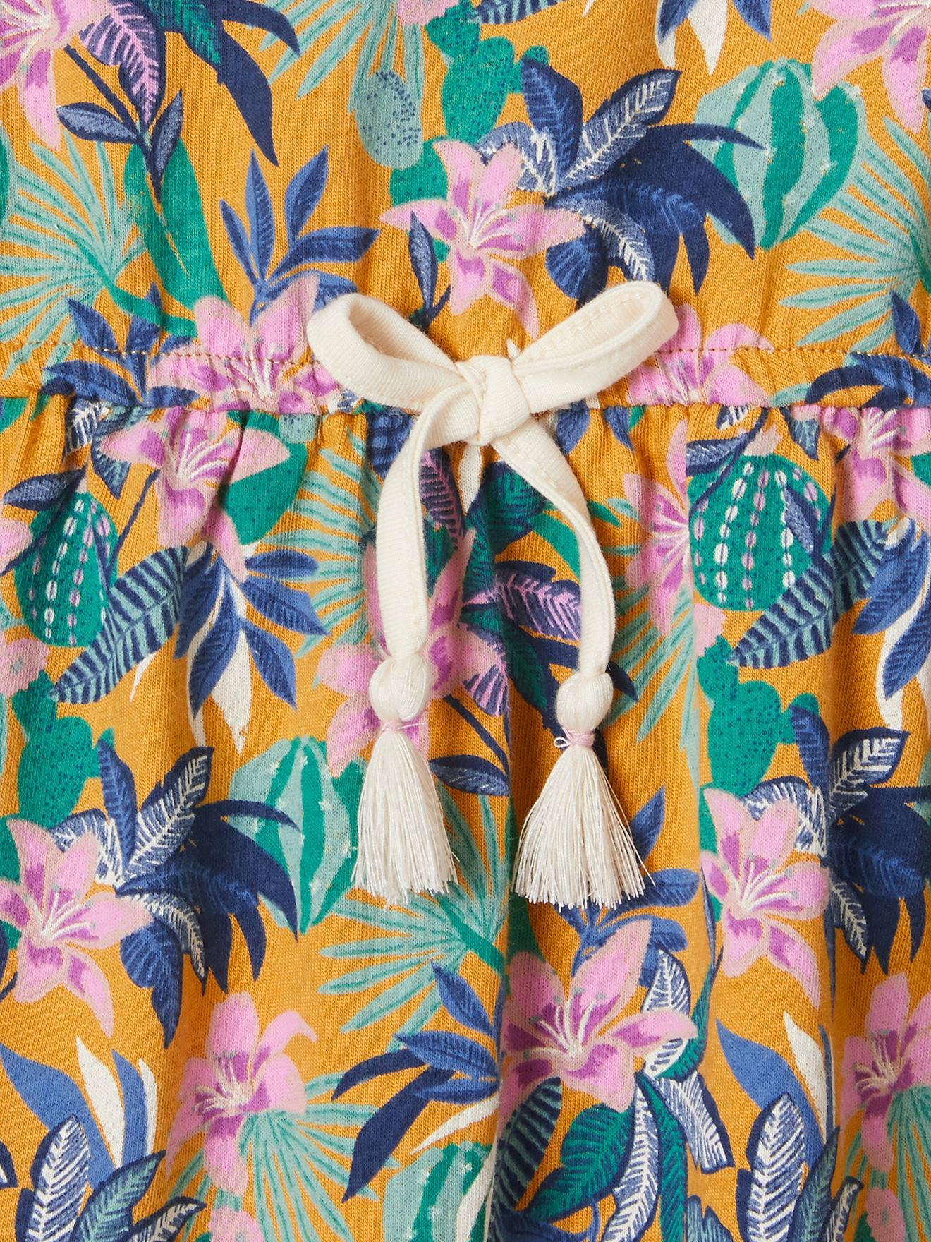 Robe à volants motifs exotiques fille moutarde