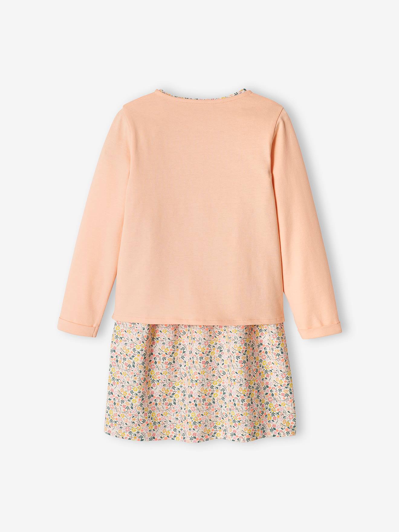 Ensemble robe + cardigan fille pêche