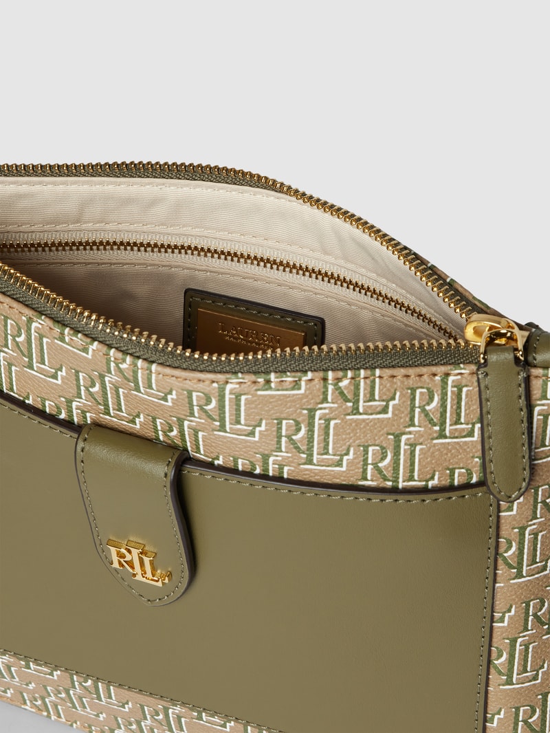 Handtasche mit Allover-Logo Modell 'JAMEY' in olivgrün