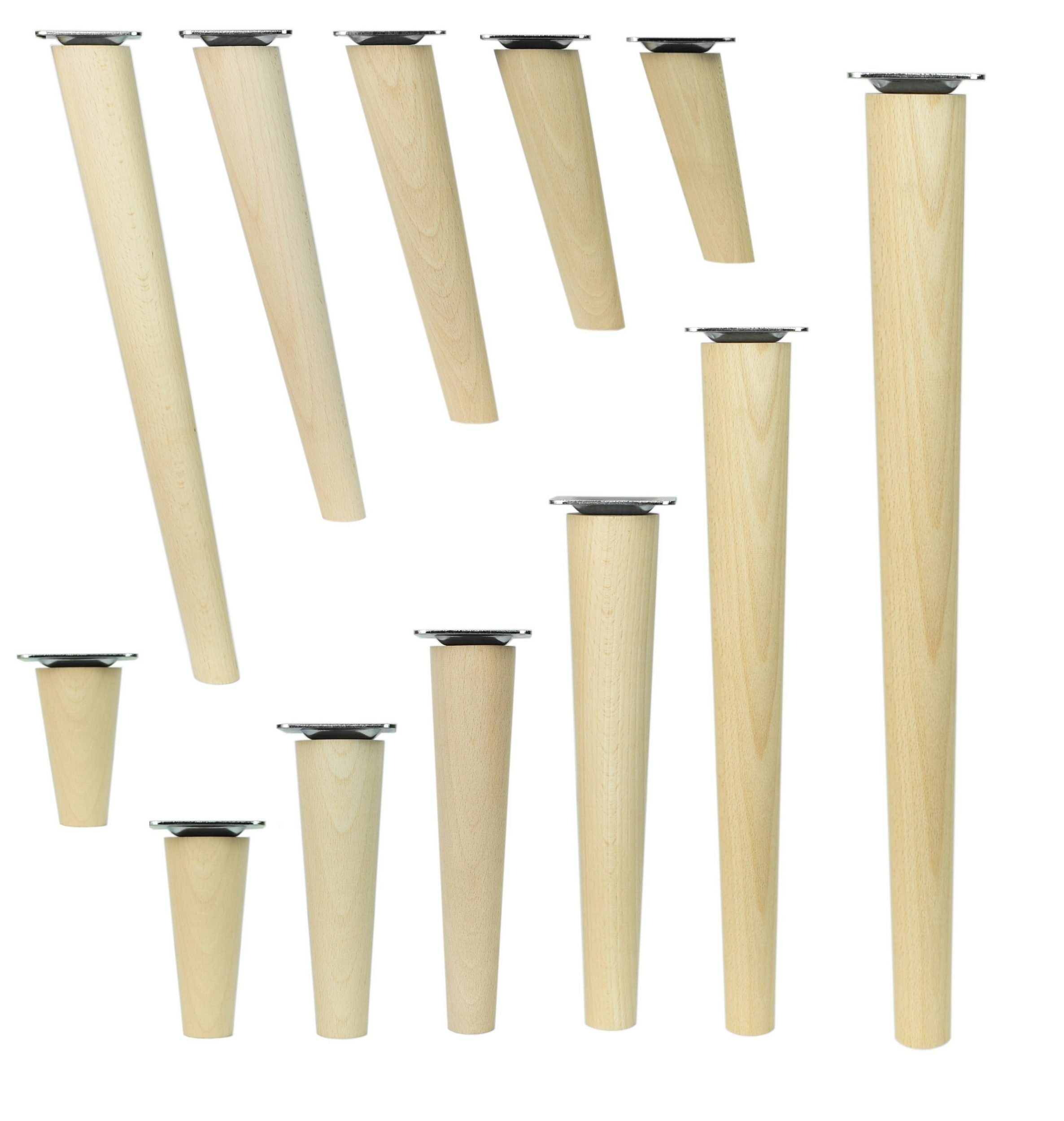 Prima-Online Möbelfuß Holzfüße gerade oder schräg Buche Schrank Beine Kegel [8-45cm]