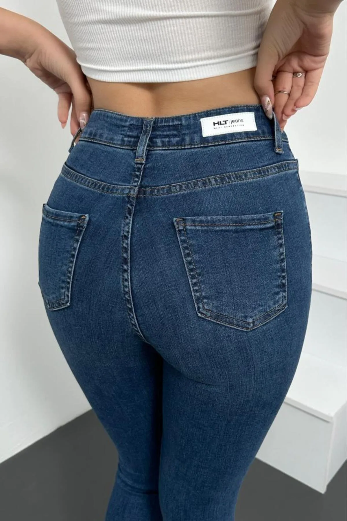 HLT JEANS  Hellblaue Super-Skinny-Fit-Jeanshose für Damen aus dehnbarem Lycra-Denim mit hoher Taille, Jennie-Hellblau