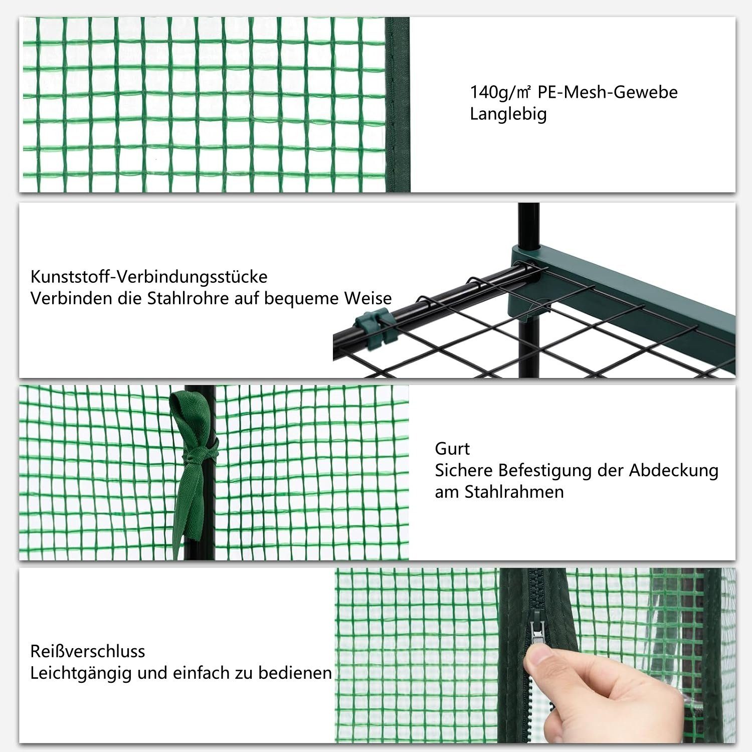 Woltu Foliengewächshaus, BxTxH: 69 x 49 x 125,00 cm, mit 4 Ablagen Rolltür
