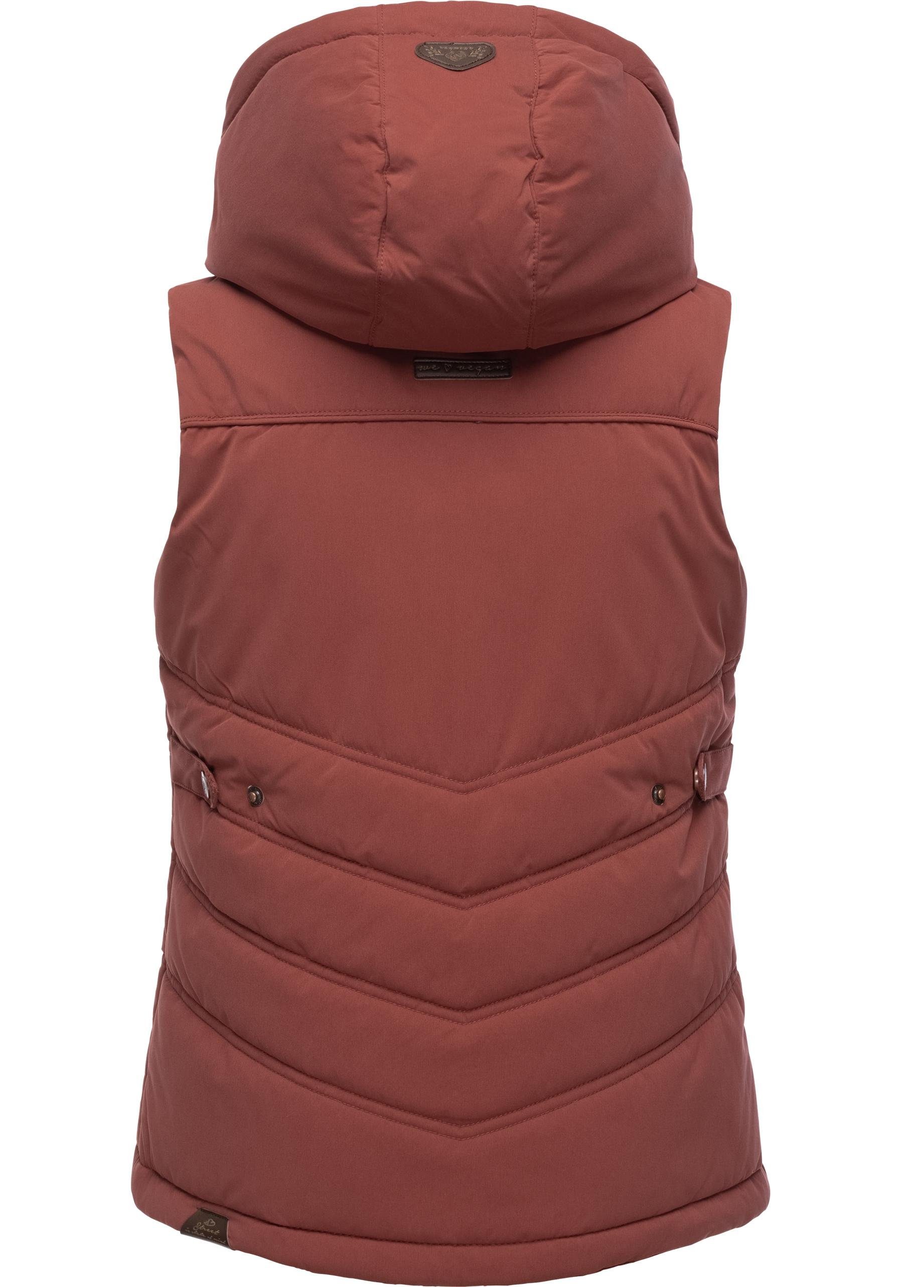 Ragwear Steppweste Marrin sportliche Outdoor-Weste mit abnehmbarer Kapuze