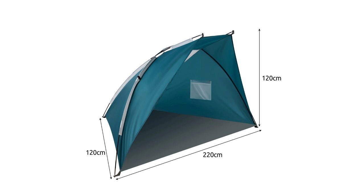 ISO TRADE Strandmuschel Strandmuschel Pop Up UV Schutz 220x120x120cm Wurfzelt leicht 20975, Personen: 2