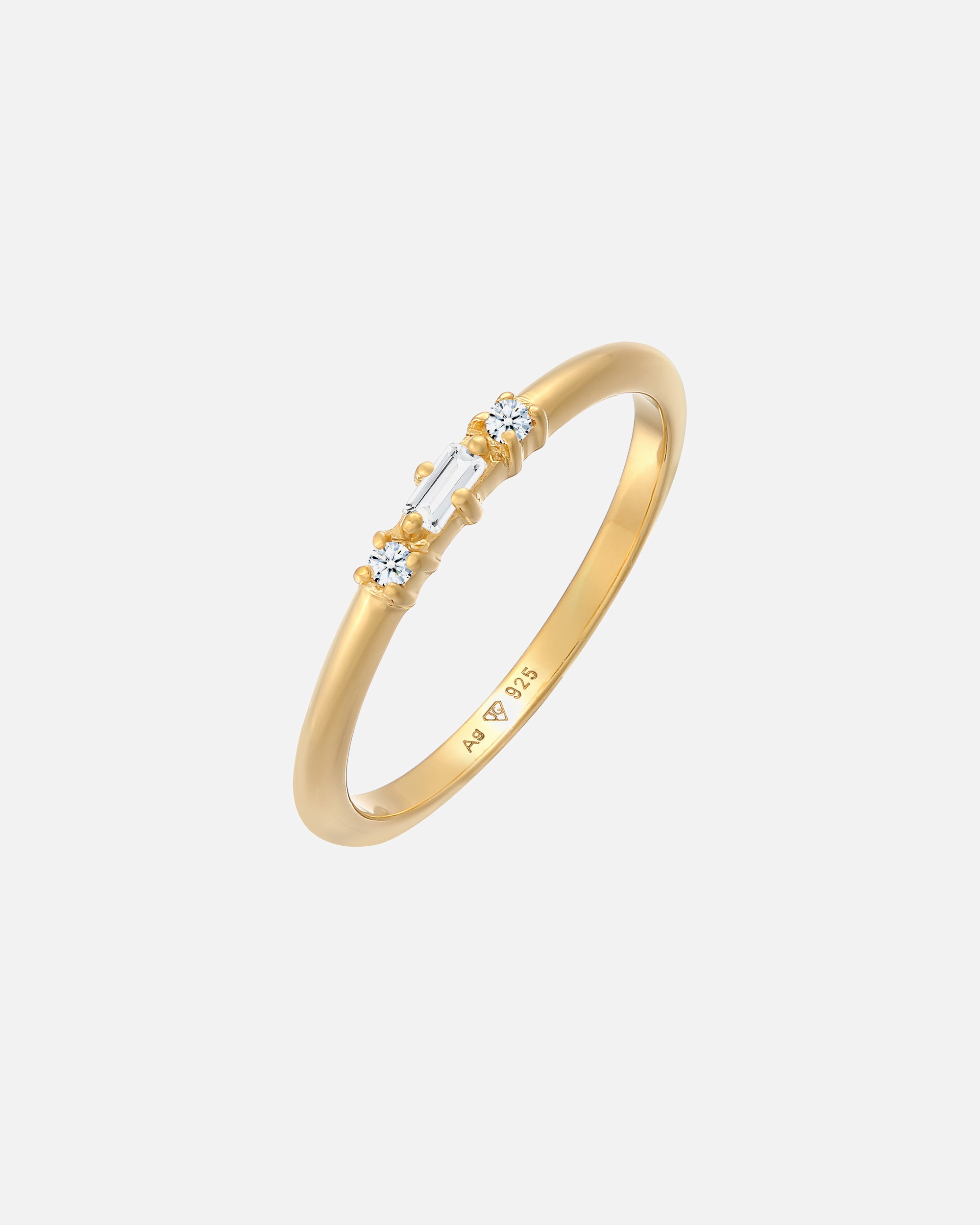 Elli DIAMONDS női filigrán téglalap alakú eljegyzési gyűrű topázzal és gyémánttal (0,03 ct) 925 sterling ezüstből