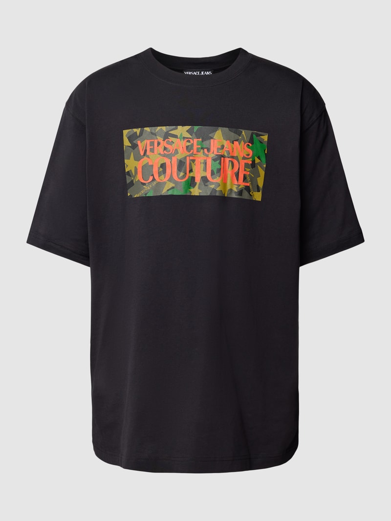 Oversized T-Shirt mit Label-Print in schwarz