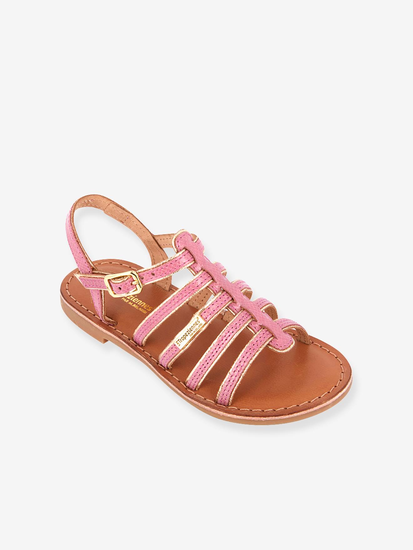 Sandales cuir fille Monzar LES TROPEZIENNES® PAR M. BELARBI rose