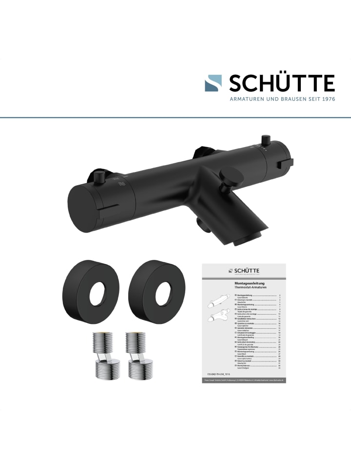 Schütte Wannenarmatur LONDON in Schwarz matt mit Thermostat - (L) 16 x (B) 27 x (H) 7 cm günstig kaufen onesize
