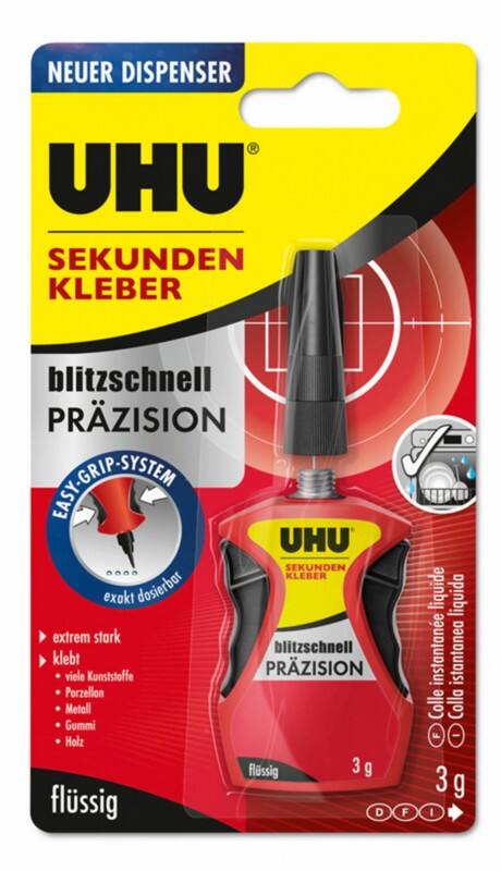 UHU Sekundenkleber Permanent Präzision Flüssig Transparent 3 g 34340