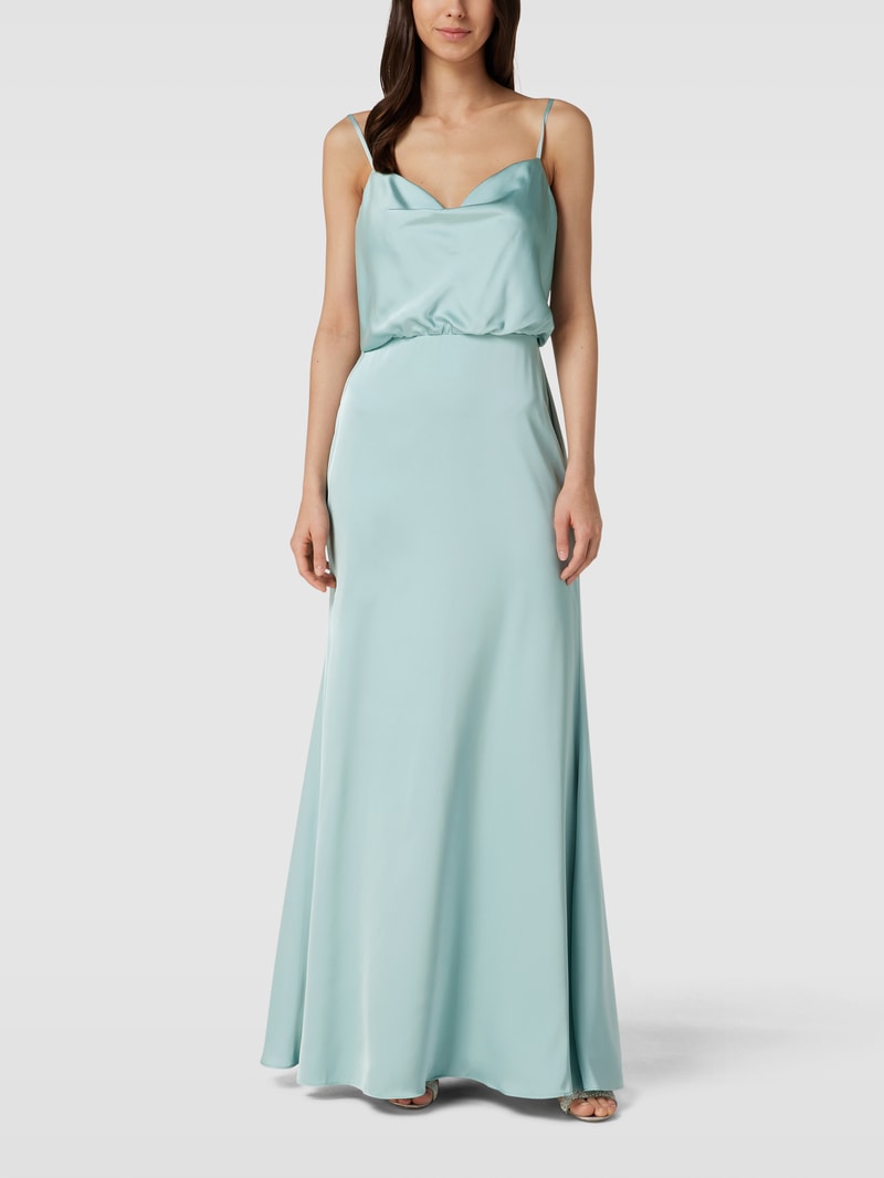 Abendkleid mit Wasserfall-Ausschnitt in mint