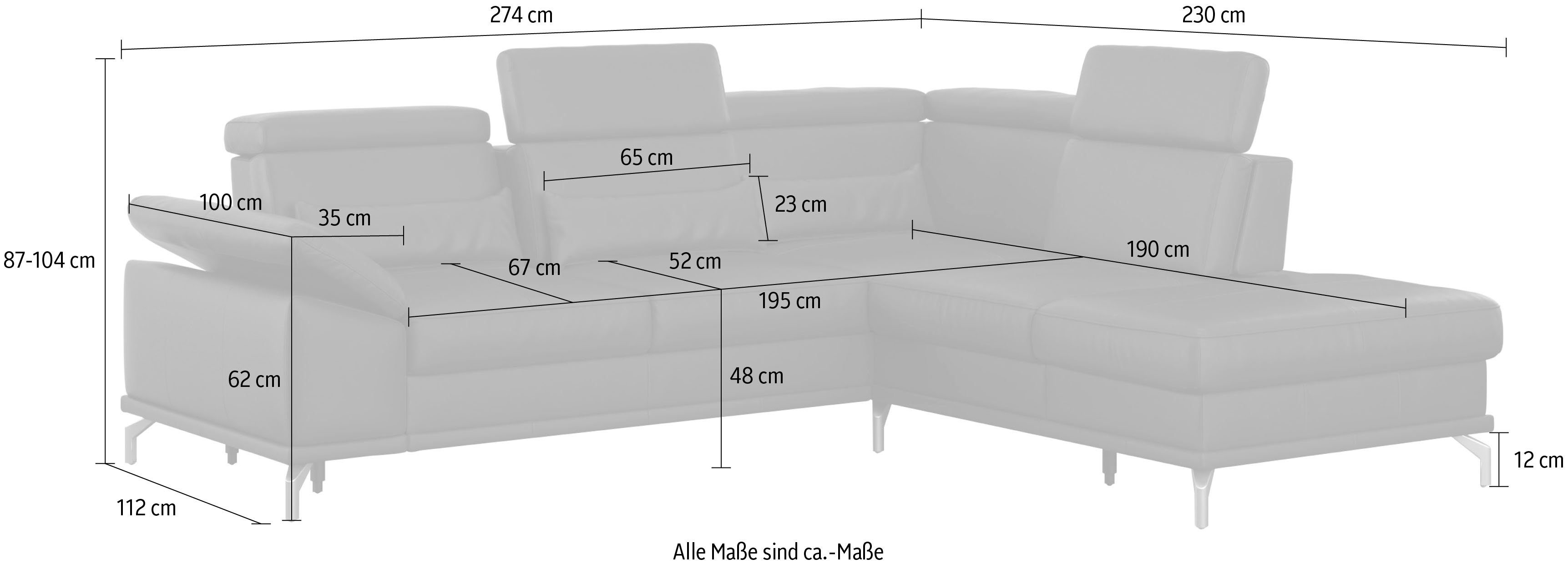 sit&more Ecksofa Cabrio, mit Sitztiefenverstellung und Federkern, 3 Nierenkissen