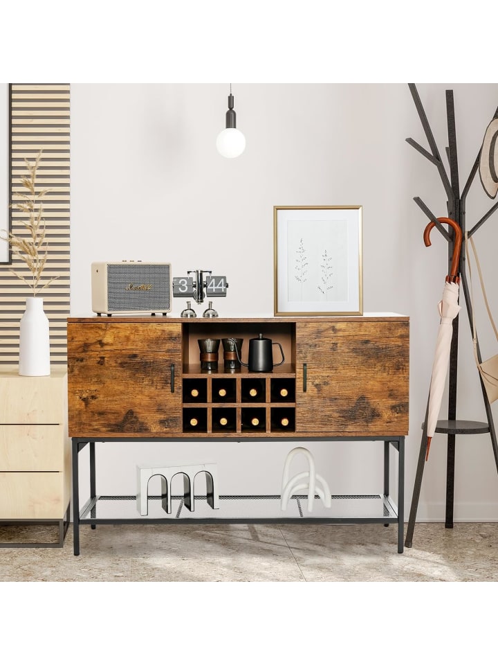 COSTWAY Sideboard mit Weinregal 120cm in Braun günstig kaufen onesize