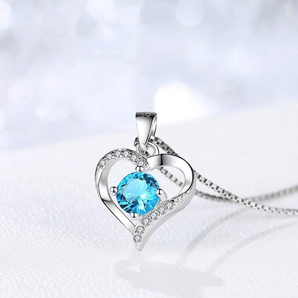POCHUMIDUU Ohrring und Ketten Set 925 Sterling Silber Herz Halskette Ohrringe Set (3-tlg., Geschenk für Weihnachten, Geburtstag), Silber Schmuck Set für Frauen