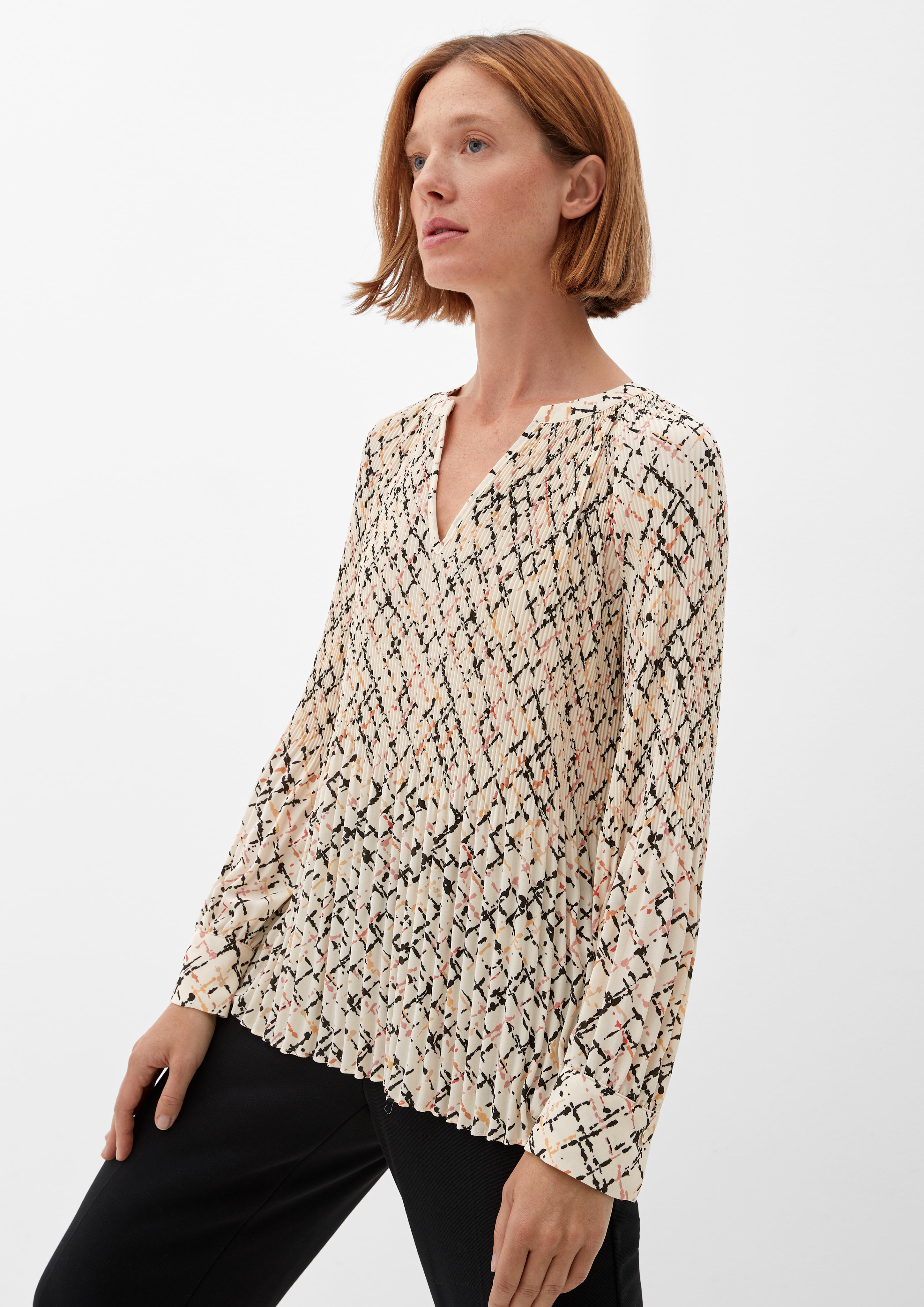 Plissée-Bluse mit Print  2121787-02A3