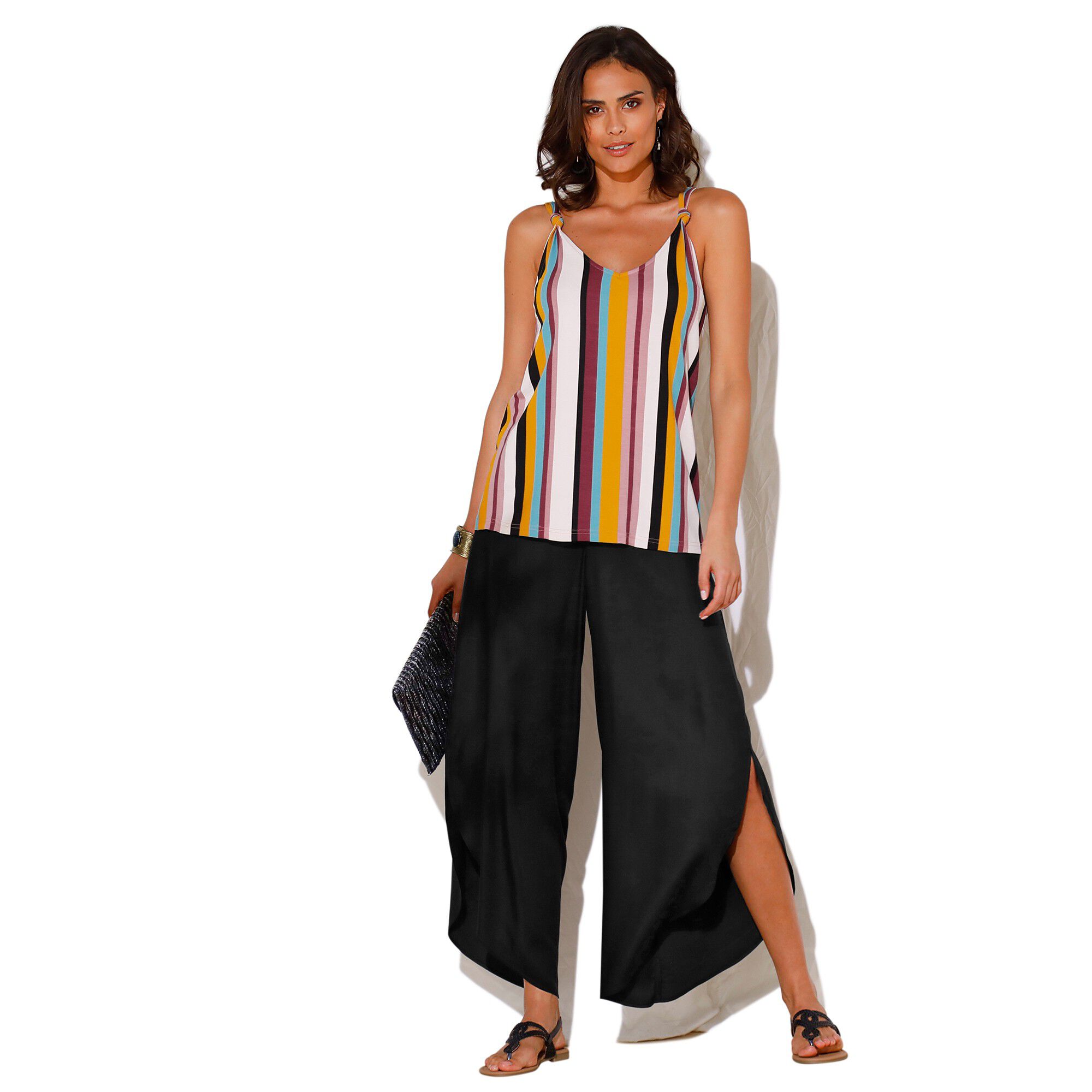 Pantalon large fendu