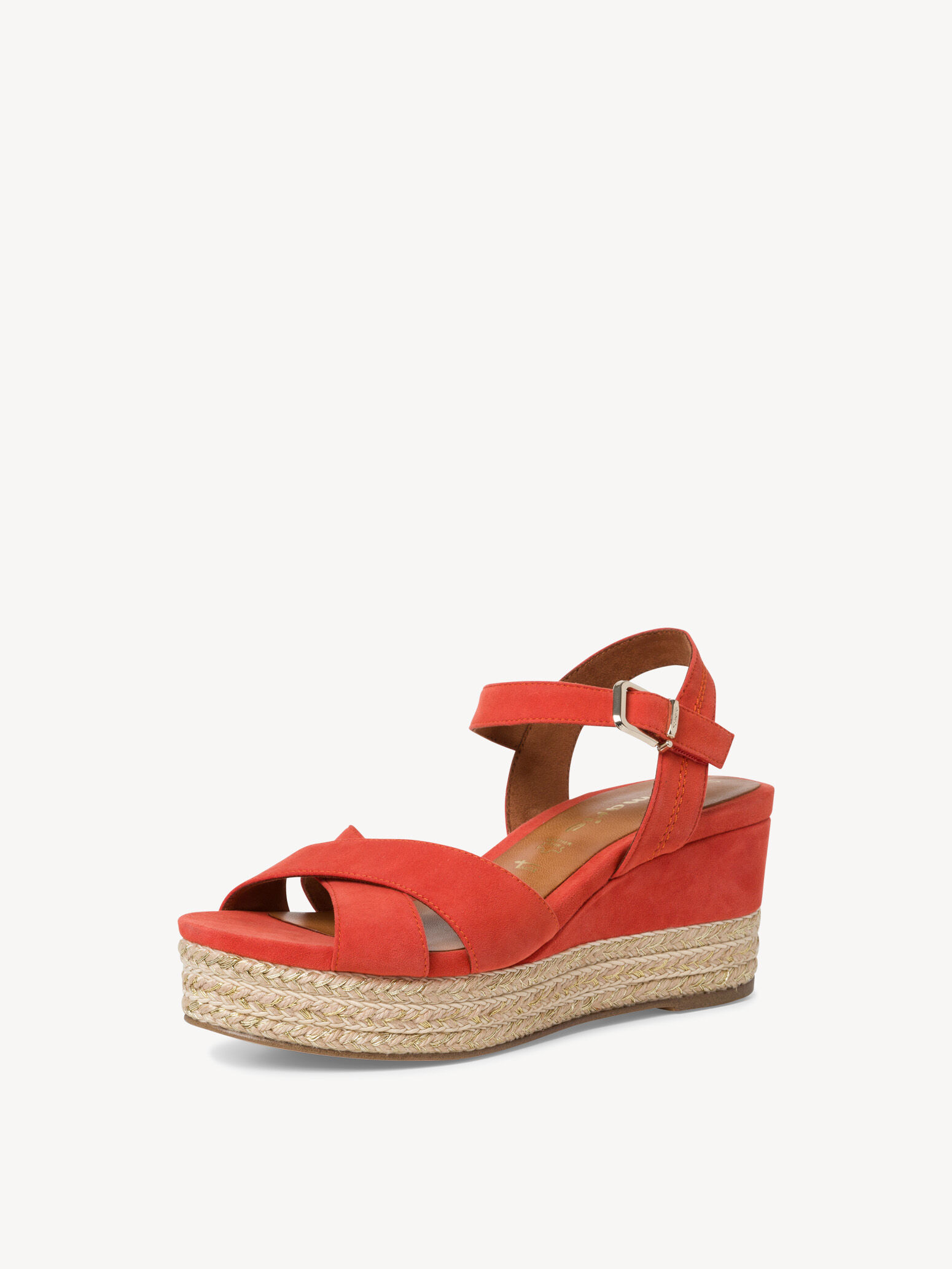Sandale à talon en cuir - orange