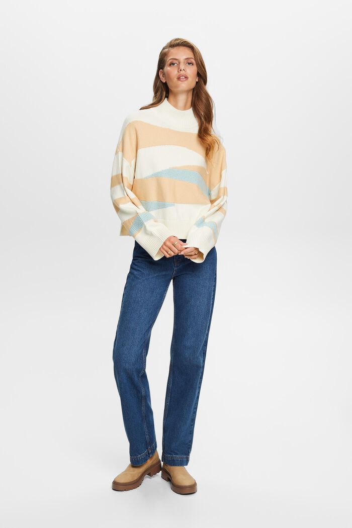 Jacquard-Pullover mit Stehkragen