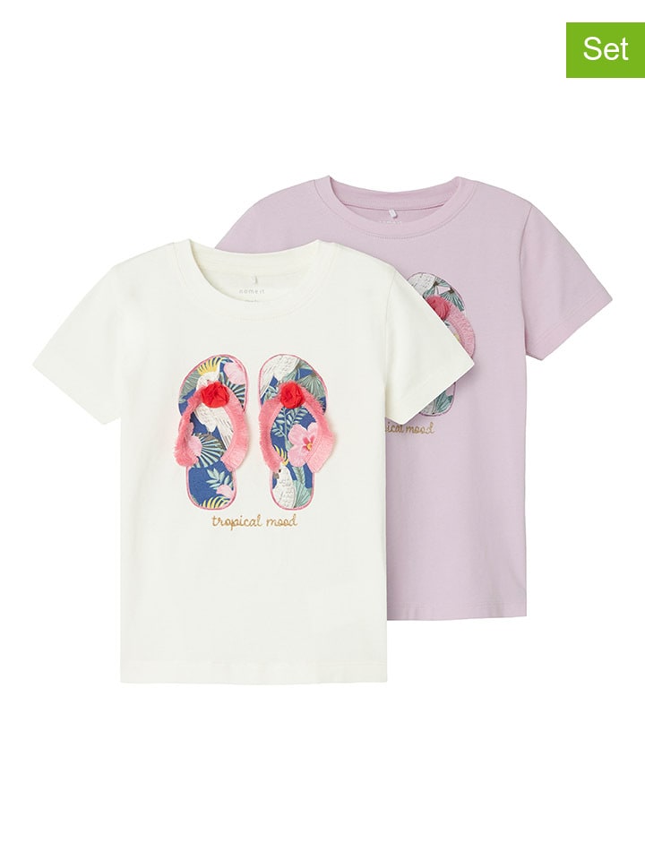 name it 2er-Set: Shirts in Rosa/ Creme günstig kaufen