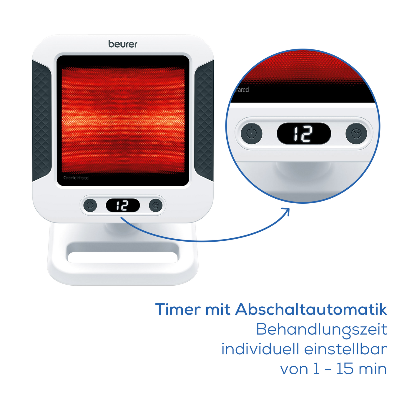 Beurer Infrarot-Wärmestrahler IL 60-Extra große Infrarotlampe mit Timer, Abschaltautomatik & Abdeckscheibe aus InfraXtreme® Glaskeramik