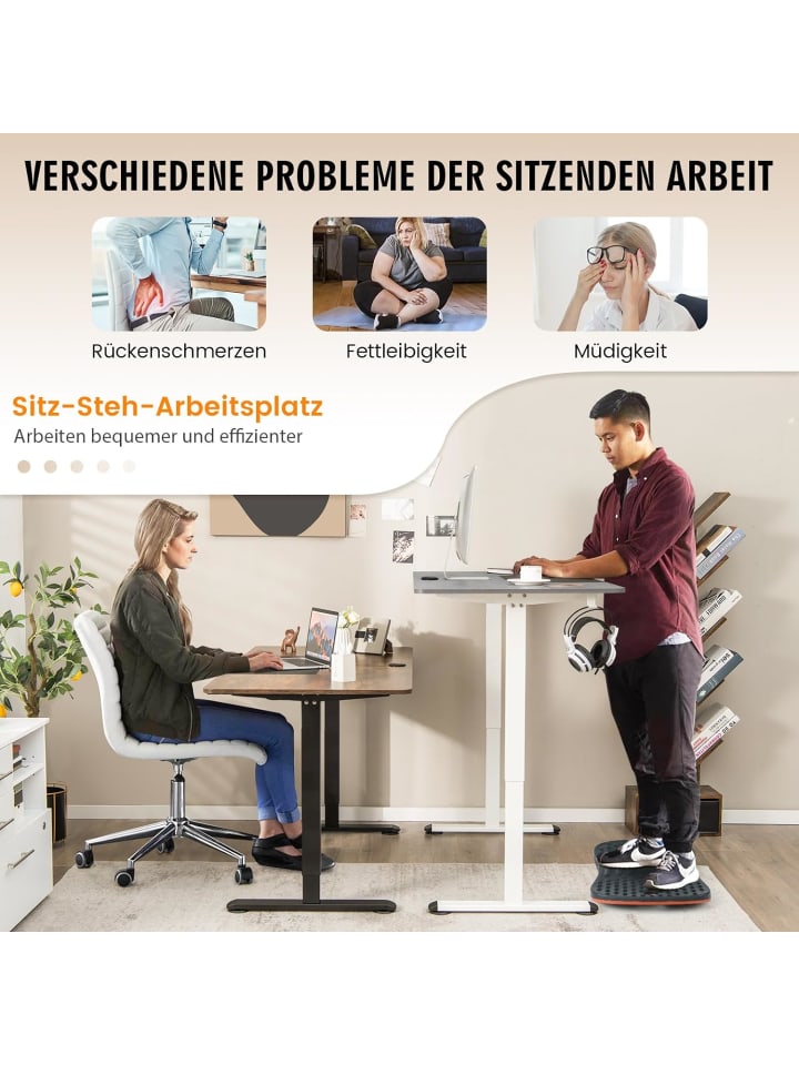 COSTWAY Ergonomischer Steh-Sitz Tisch in Grau günstig kaufen onesize