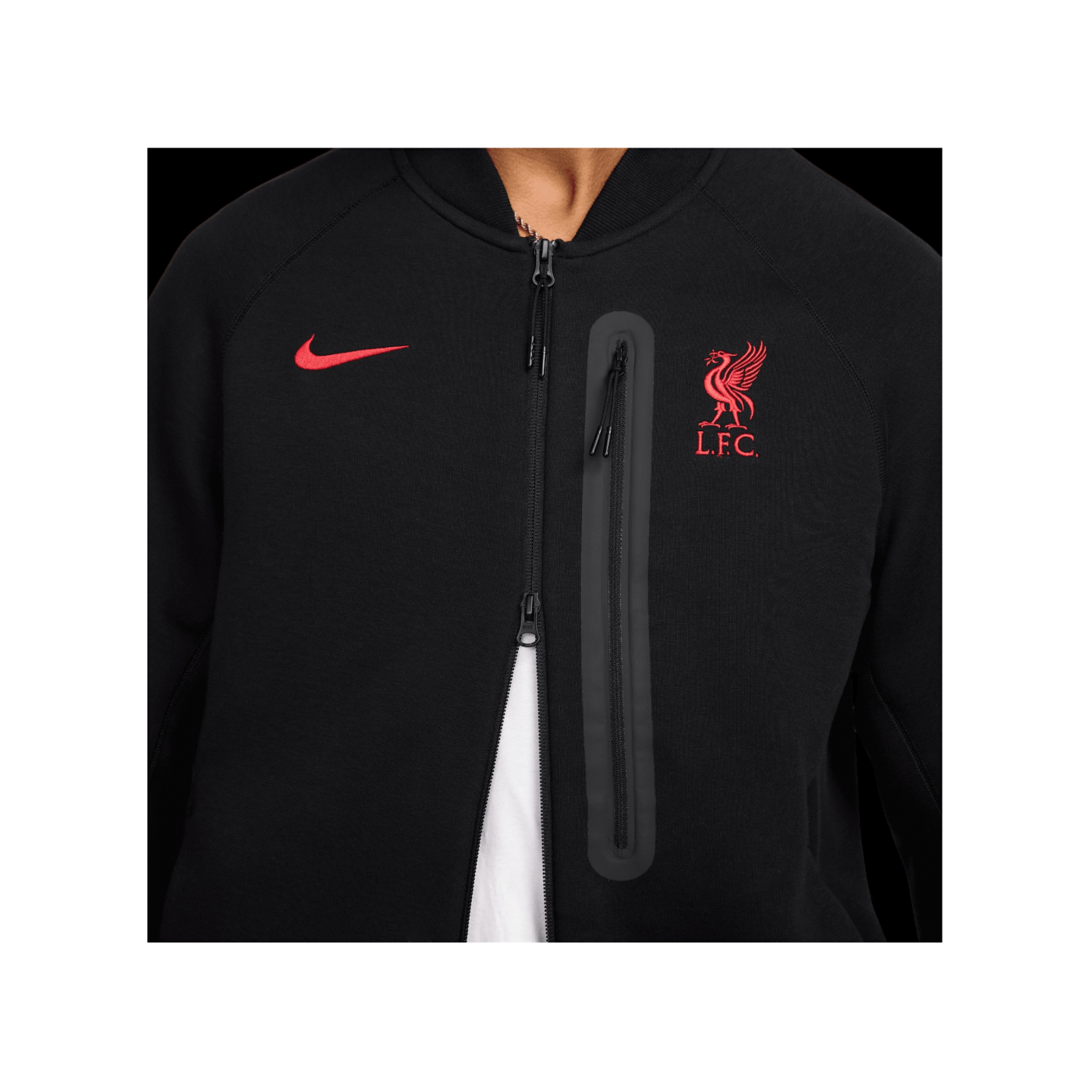 Nike FC Liverpool Tech Fleece Kapuzenjacke Schwarz F010