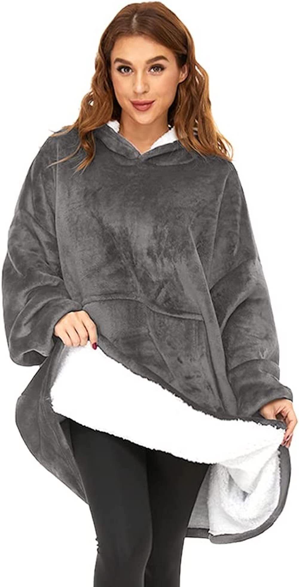 vokarala Kapuzensweatshirt Hoodie kuscheldecke damen oversize übergroßes Fleecepullover Geschenk Tragbare Decke zum Anziehen als Geschenke für Frauen Damen Männer