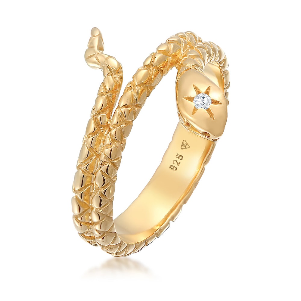 Elli Elli Bague Femmes serpent enroulé avec des cristaux de zirconium en argent sterli Bague